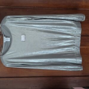 Kate Hill shiny Silver Stretch Top